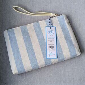NWT Draper James Light Blue and White Striped Pouch